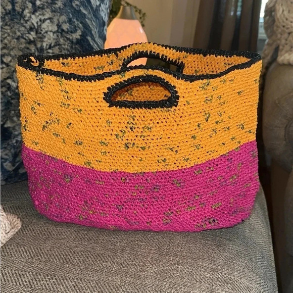 Colorful & Bright Tote Bag for Summer Orange/Pink Medium Size great for beach - Picture 1 of 6